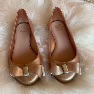 Mel dreamed by Melissa gold bow flats